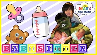 Hulk Funny Kids Video babysitting with Ryan ToysReview