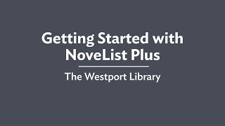Getting Started with NoveListPlus