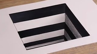 How to draw 3D hole - Anamorphic illusion - 3D trick Art on paper | How to Draw 3d square hole