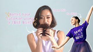 Ballet hair tutorial using a FAKE BUN?! (How to have a fuller ballet bun if you have short hair)