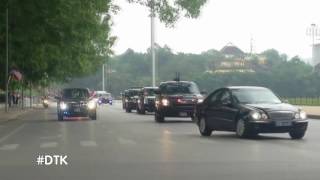 Tổng thống Mỹ Obama thăm Việt Nam: Cận cảnh dàn xe Cadillac One lăn bánh vào Phủ Chủ Tịch
