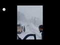 car accident at kangan srinagar zojila pass road slippery road conditions heavy snowfall🌧️