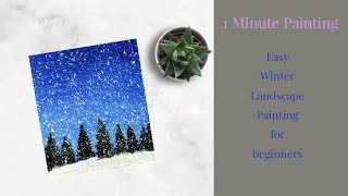 Easy Winter Landscape Painting For Beginners/ 1 Minute Painting #1 | #Shorts #AcrylicPainting
