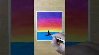 Oil pastel drawing - scenery drawing #shorts