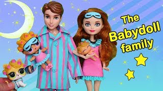 Sniffycat Barbie Families ! The BABYDOLL FAMILY Bedtime Routine | Toys and Dolls Fun for Kids