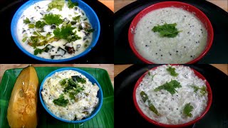 4 types of Raitha Recipes,நான்கு வகையான தயிர் பச்சடி.