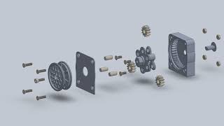Planetary gearbox 1:4, with exploded view