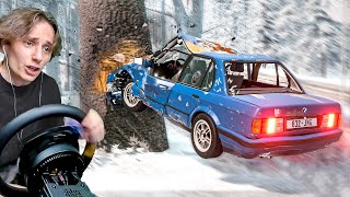 СУЕТА НА BMW ПО ГОЛОЛЕДУ ЗАКОНЧИЛАСЬ АВАРИЕЙ... | BeamNG.drive