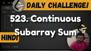 523. Continuous Subarray Sum leetcode | prefix sum map | leetcode daily challenge | DSA | Hindi