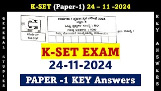 KSET EXAM 2024 PAPER-1 || 24 11 2024 Key Answers || By Yitzed