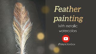 Metallic Watercolor Feather Art #valentinesday #art #painting