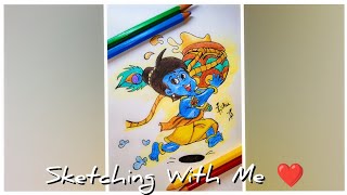 Krishna Janmashtami Easy Drawing #shorts #krishnadrawing #drawing #art#viral#easysketch #janmashtami