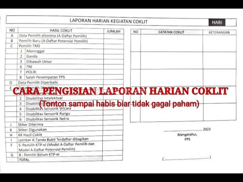 Cara Pengisian Laporan Harian Coklit Pemilu Tahun 2024 - YouTube