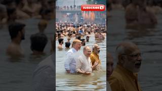 Trump Putin Modi Attending Kumbh Mela and Bathing in River #ai #putin #trump #modi  #kumbhmela