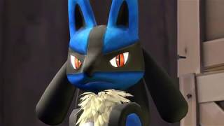 [SFM] lucario looks at a camera and then gets hit by a stick