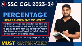 Percentage | Rearrangement Concept | for SSC CGL CPO CHSL | Anuj Sengar Sir | Maths Master