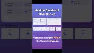 Weather Dashboard HTML CSS JS | API Integration Tutorial | Learn with Arshyan #webdev #javascript