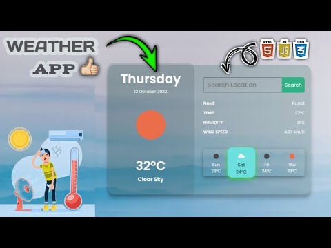 Weather application project: HTML CSS and JavaScript. ! Step by step guide