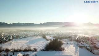 Gospić, Velebit, Oštra, snijeg, magla, sunce i mjesec - zrakom