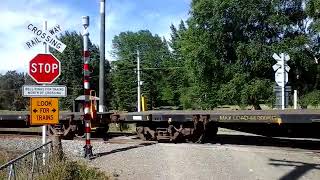 736 at Domett level crossing with an e bell