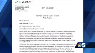 Former Springfield, VT police officer decertified