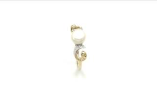 Johareez 2.27CTW Pearl \u0026 Cubic Zircon Gold Plated .925 Sterling Silver Ring