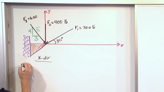 Lesson 12 - Adding Multiple Forces With Vector Components, Part 3 (Engineering Mechanics Statics)