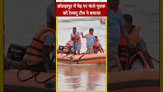 Kolhapur में पेड़ पर फंसे युवक को Rescue Team ने बचाया | #shorts #shortsvideo #viralvideo