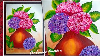 Hydrangea Flower Painting for Beginners | Acrylic Painting Tutorial