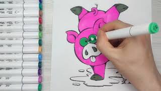 How to color a pig and a chicken