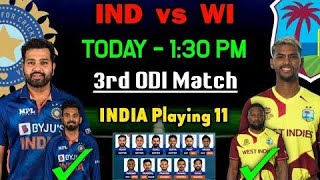 India vs West Indies 3rd ODI Match 2022 | 3rd ODI Match Details & Both Teams Playing 11 | IND VS WI