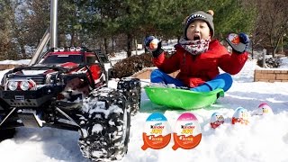 [With Kids]RC Car Snow Sled Playground Kinder Joy Surprise Egg Toys Play Boys Girls