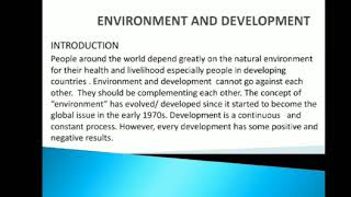 Environment and Development