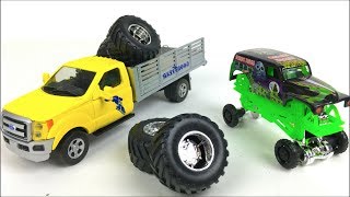 UNBOXING LIMITED EDITION GOODYEAR TIRE TRUCK & STORY WITH HOT WHEELS MONSTER TRUCK - GRAVE DIGGER