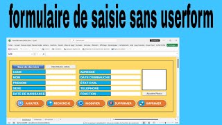 créer un formulaire de saisie de données  avec photo sur excel | formulaire de saisie sans userform