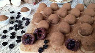 ШОКОЛАДНЫЕ ТРЮФЕЛИ🍒/МК ШОКОЛАДНЫЕ ТРЮФЕЛИ ПЬЯНАЯ 🍒/КАК ДОМА ПРИГОТОВИТЬ ТРЮФЕЛИ С ВЯЛЕНОЙ ВИШНЕЙ