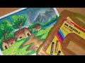 how to draw scenery with oil pastels || landscape drawing || Drawwithpassion