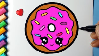 How to draw cute Kawaii Donuts l Como desenhar Donuts fofo Kawaii - Drawing to Draw