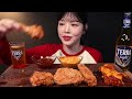 crispy kfc hot fried chicken u0026 beer mukbang seasoned chicken w cheese drizzled asmr