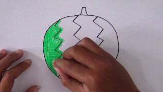 cara menggambar dan mewarnai buah semangka / how to draw and color watermelons