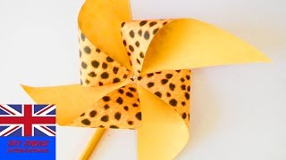 How to make a paper windmill | Windmill with a pearl and leopard print