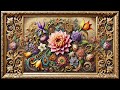 flower flame golden frame 3d oil painting tv art