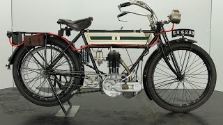 Triumph 3½HP free engine 1911 500cc 1 cyl sv vintage motorcycle - start up