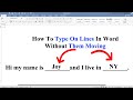 How to type on Lines in Word Without Them Moving