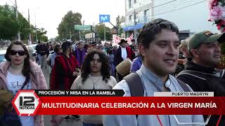 MADRYN | Multitudinaria celebración a la Virgen María: procesión y misa en la rambla