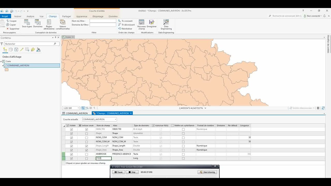 MODIFIER TABLE ATTRIBUTAIRE ARCGIS PRO - YouTube