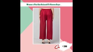 Women's Plus Size Relaxed Fit Viscose Rayon Palazzo Trousers (Maroon)