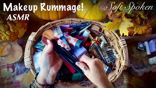 ASMR Makeup Rummage (Soft Spoken version) Sorting, Organizing & letting go!