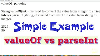 valueOf method in java | java: valueOf method | Java conversion function | parseInt method