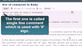 Ruby Tutorial: Use of comment in Ruby